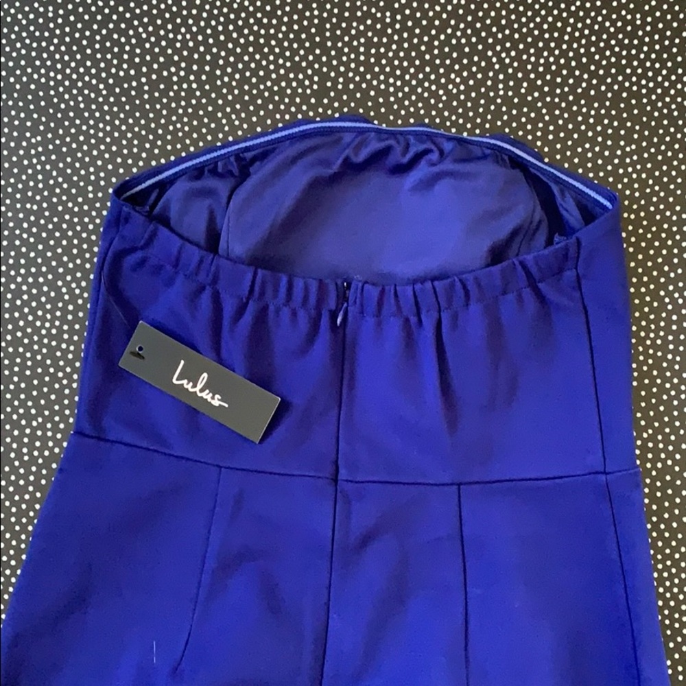Strapless navy blue bodycon dress with high slit - Picture 4 of 5